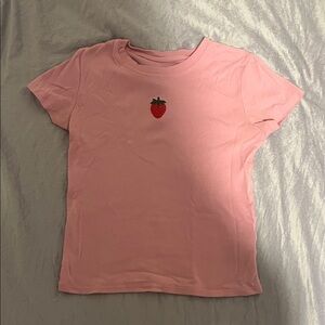 Art Class Pink Tee with Strawberry Design